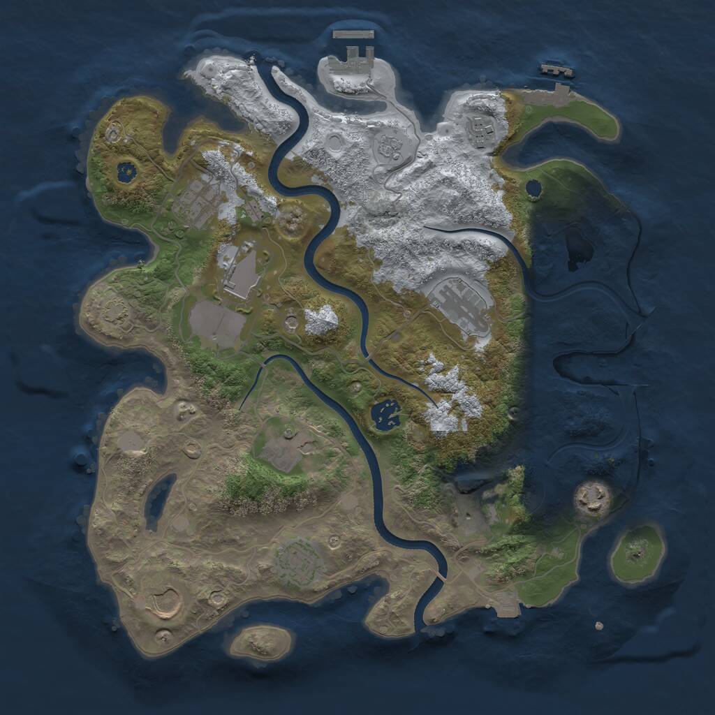 Rust Map: Procedural Map, Size: 3500, Seed: 730806954, 16 Monuments