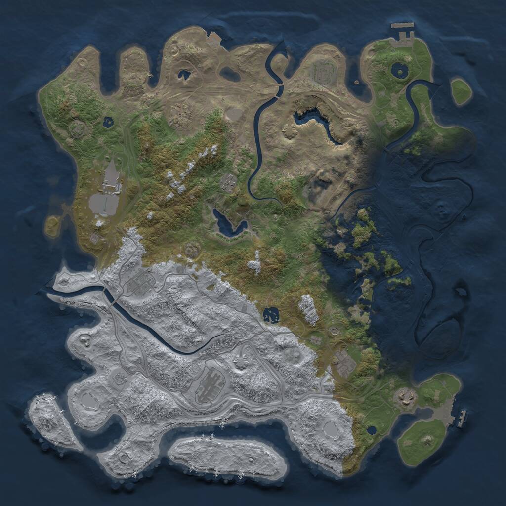 Rust Map: Procedural Map, Size: 4500, Seed: 611795054, 16 Monuments