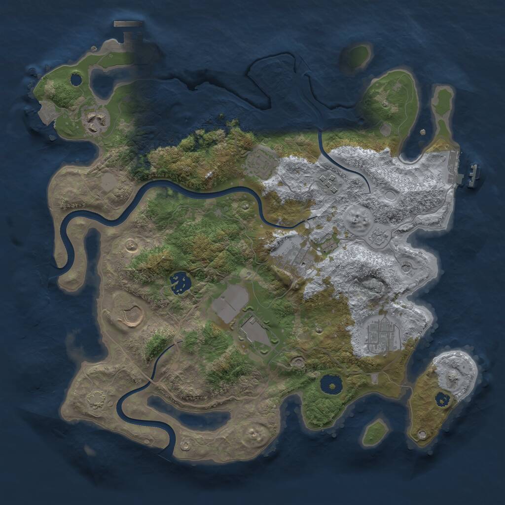 Rust Map: Procedural Map, Size: 3500, Seed: 1562904428, 14 Monuments