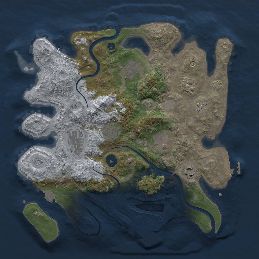 Rust Map: Procedural Map, Size: 3300, Seed: 2012954753, 13 Monuments