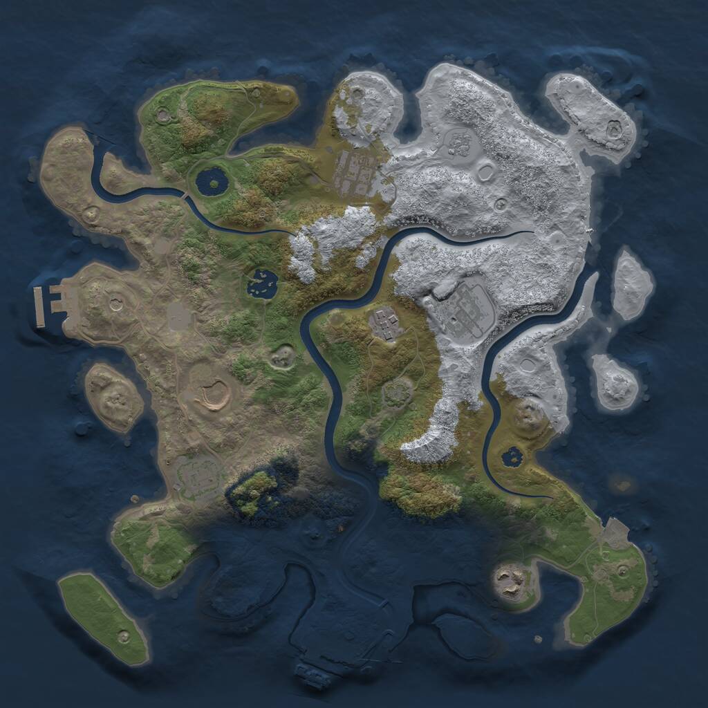 Rust Map: Procedural Map, Size: 3500, Seed: 245192881, 13 Monuments