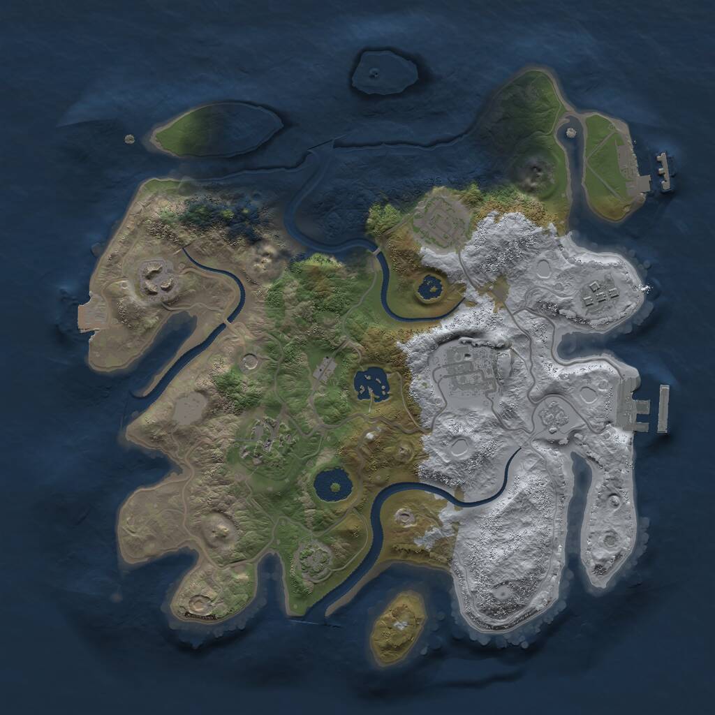 Rust Map: Procedural Map, Size: 3000, Seed: 7541, 12 Monuments