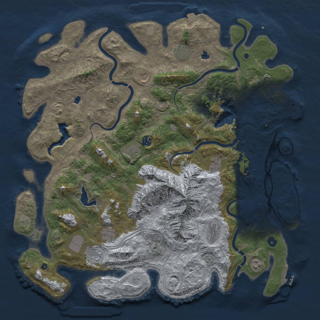 Rust Map: Procedural Map, Size: 5000, Seed: 1156026815, 16 Monuments