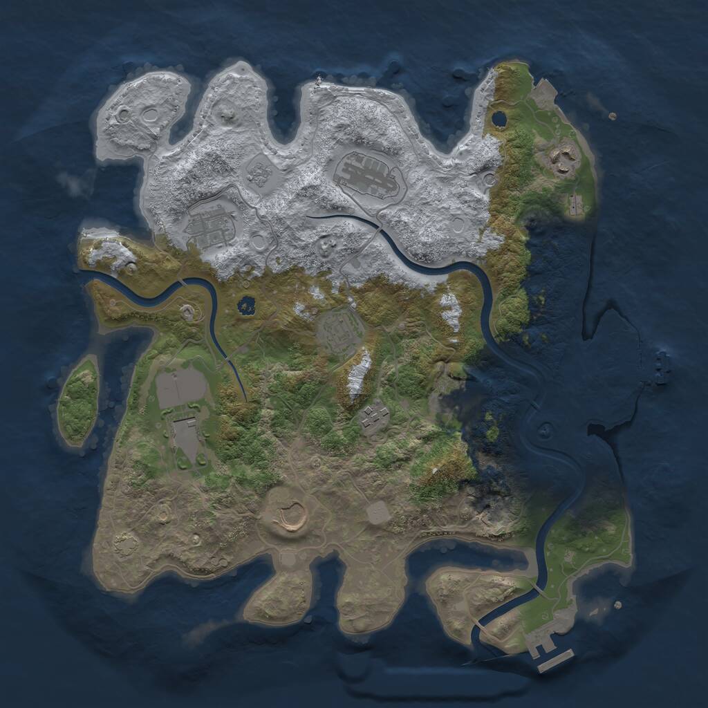 Rust Map: Procedural Map, Size: 3700, Seed: 1818722798, 14 Monuments