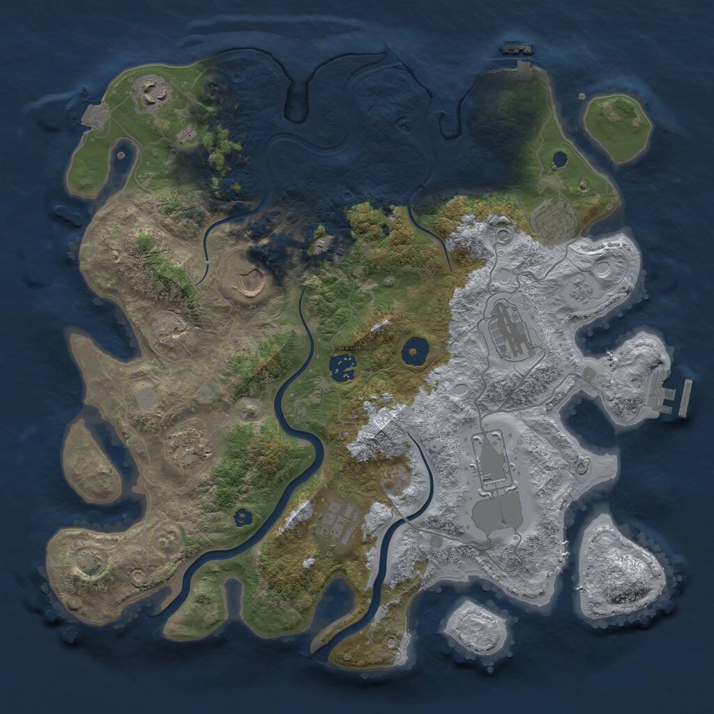 Rust Map: Procedural Map, Size: 3800, Seed: 32351, 15 Monuments