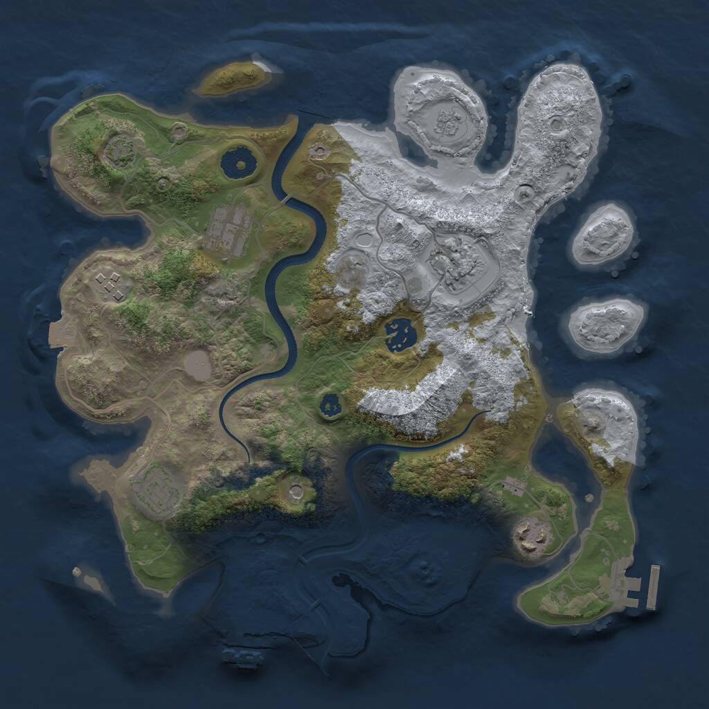 Rust Map: Procedural Map, Size: 3200, Seed: 11276, 12 Monuments