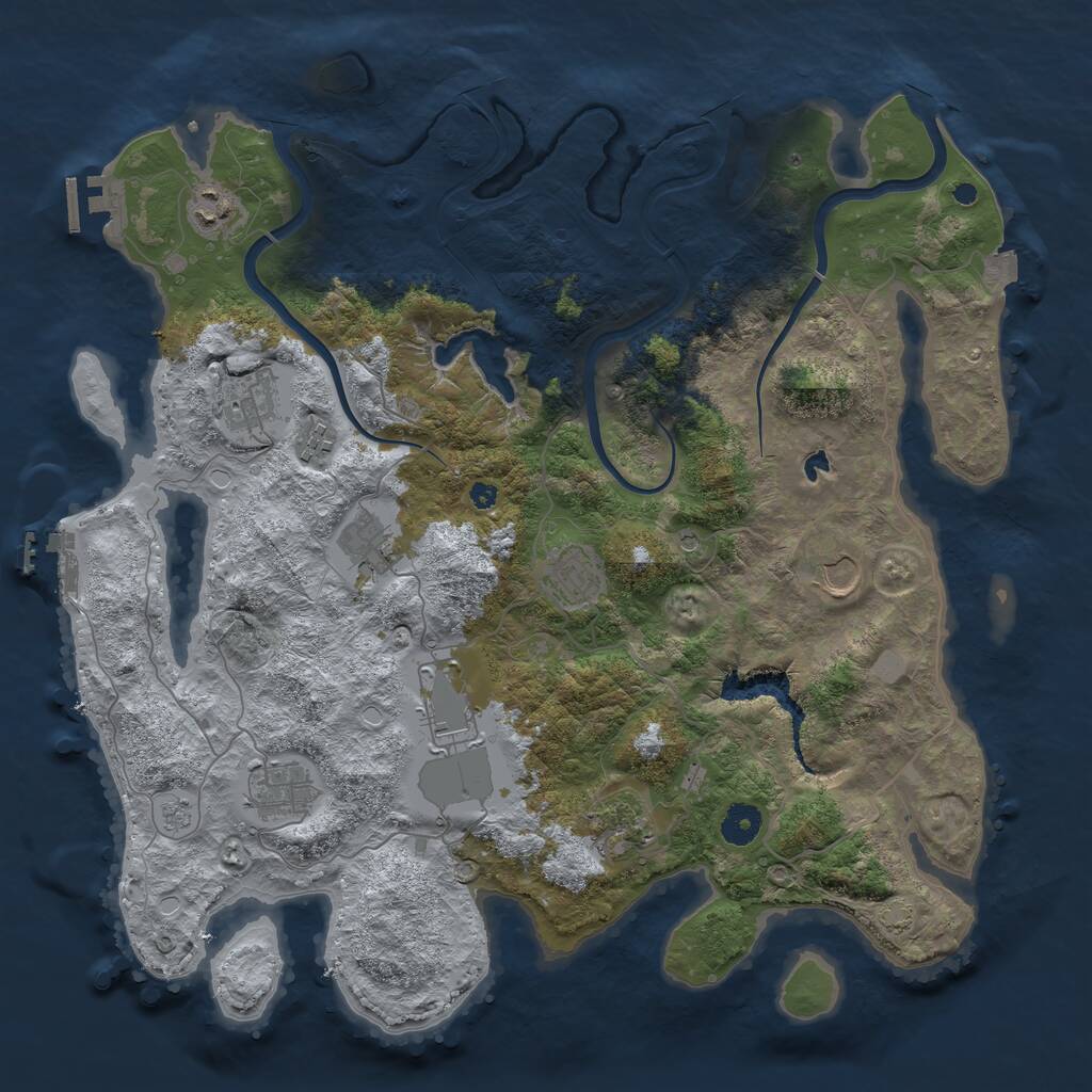 Rust Map: Procedural Map, Size: 4000, Seed: 487764, 15 Monuments