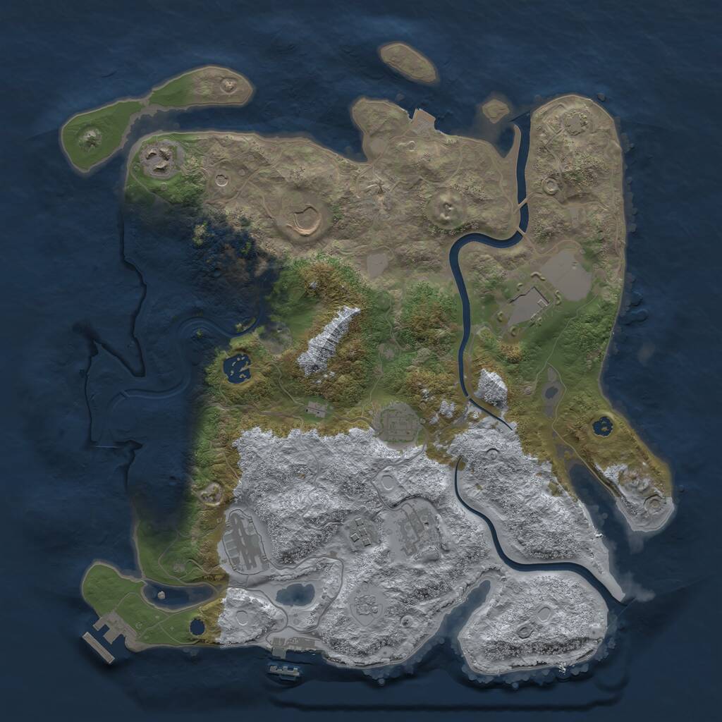 Rust Map: Procedural Map, Size: 3750, Seed: 1196780457, 14 Monuments