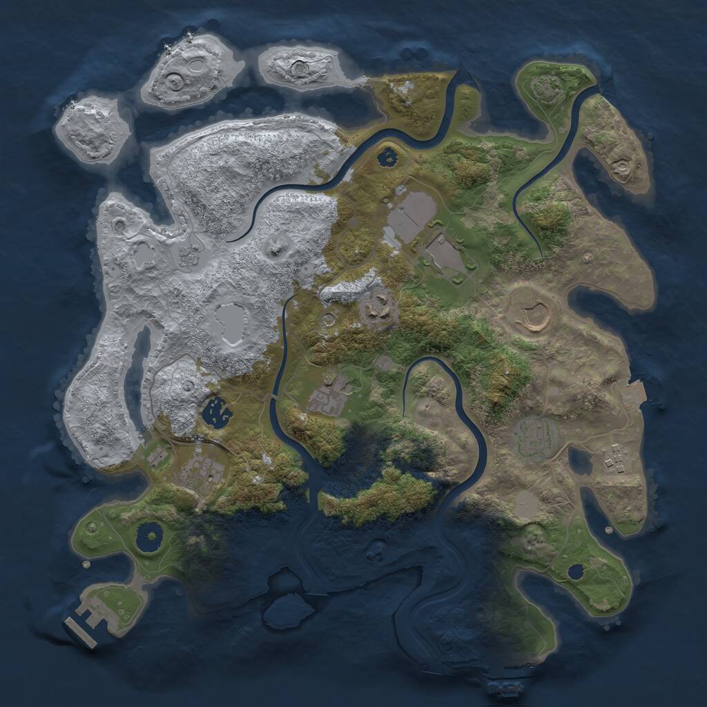 Rust Map: Procedural Map, Size: 3650, Seed: 8569647, 14 Monuments