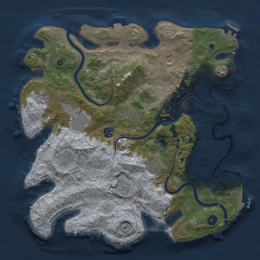 Rust Map: Procedural Map, Size: 3850, Seed: 3425, 16 Monuments