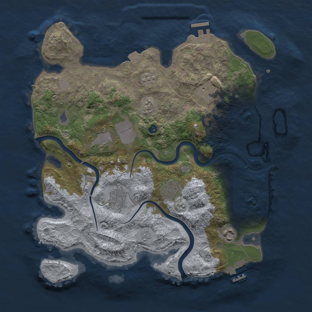 Rust Map: Procedural Map, Size: 3500, Seed: 380068953, 12 Monuments
