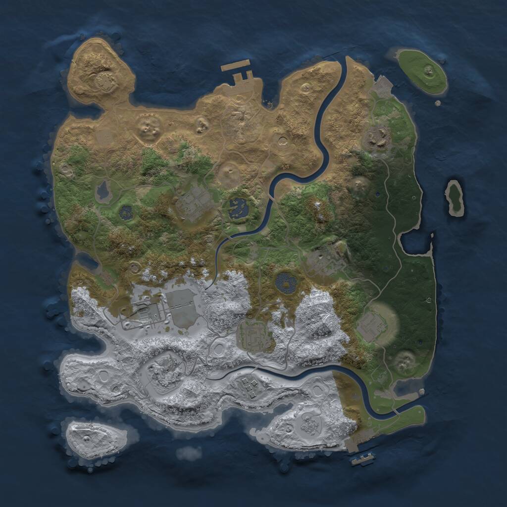 Rust Map: Procedural Map, Size: 3500, Seed: 380068953, 16 Monuments