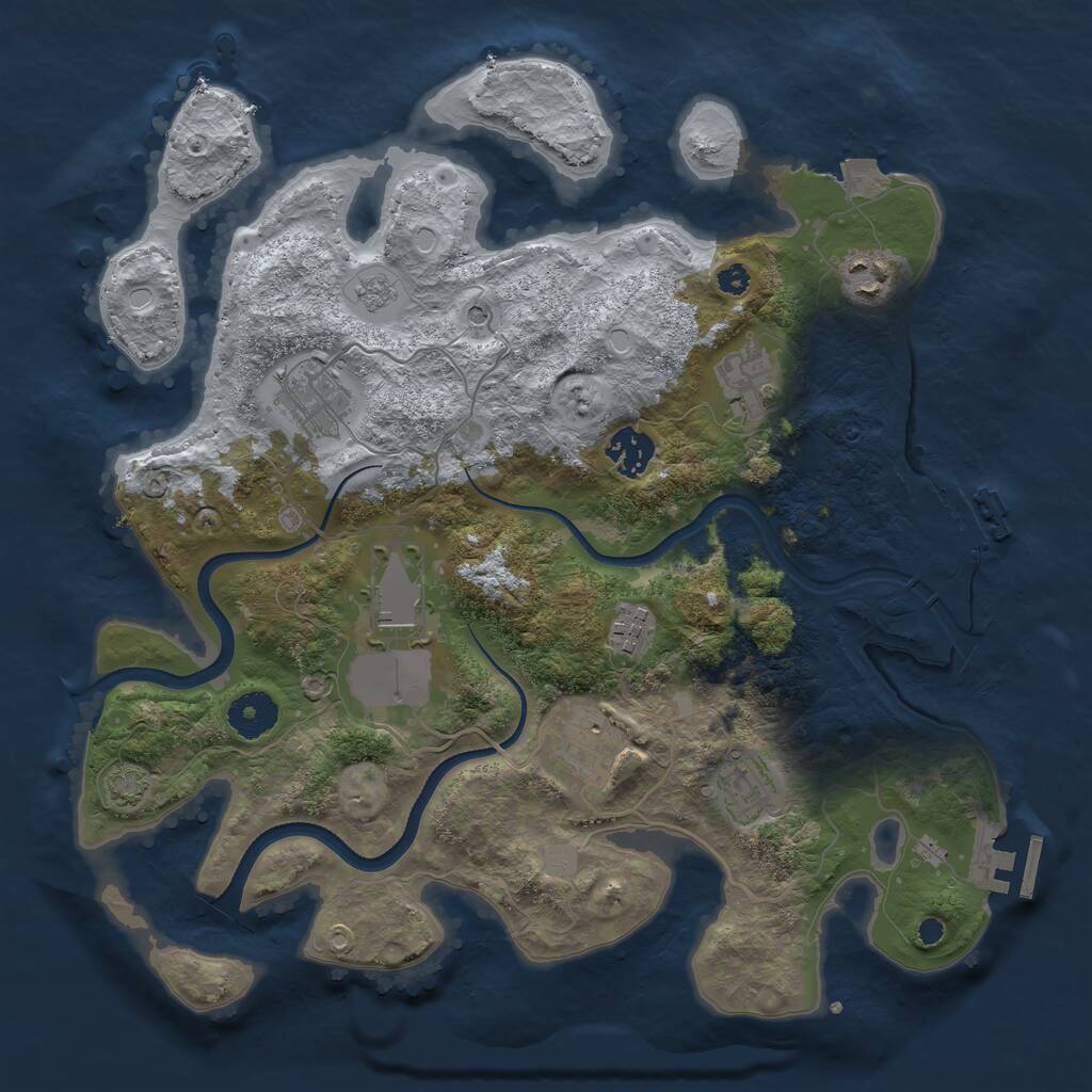 Rust Map: Procedural Map, Size: 3500, Seed: 52689777, 14 Monuments