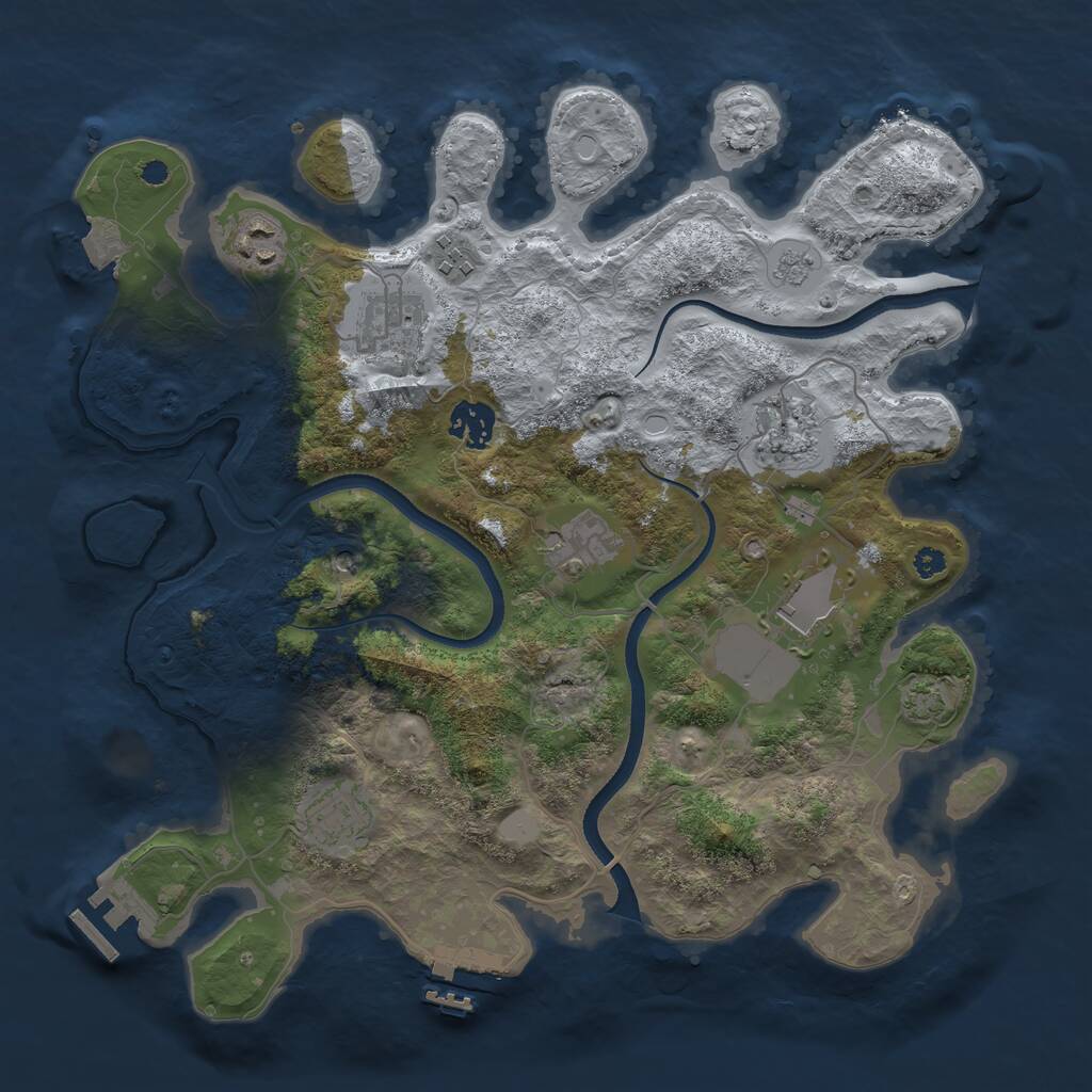 Rust Map: Procedural Map, Size: 3500, Seed: 597334903, 14 Monuments