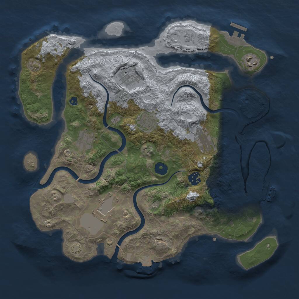 Rust Map: Procedural Map, Size: 3500, Seed: 4633766, 14 Monuments