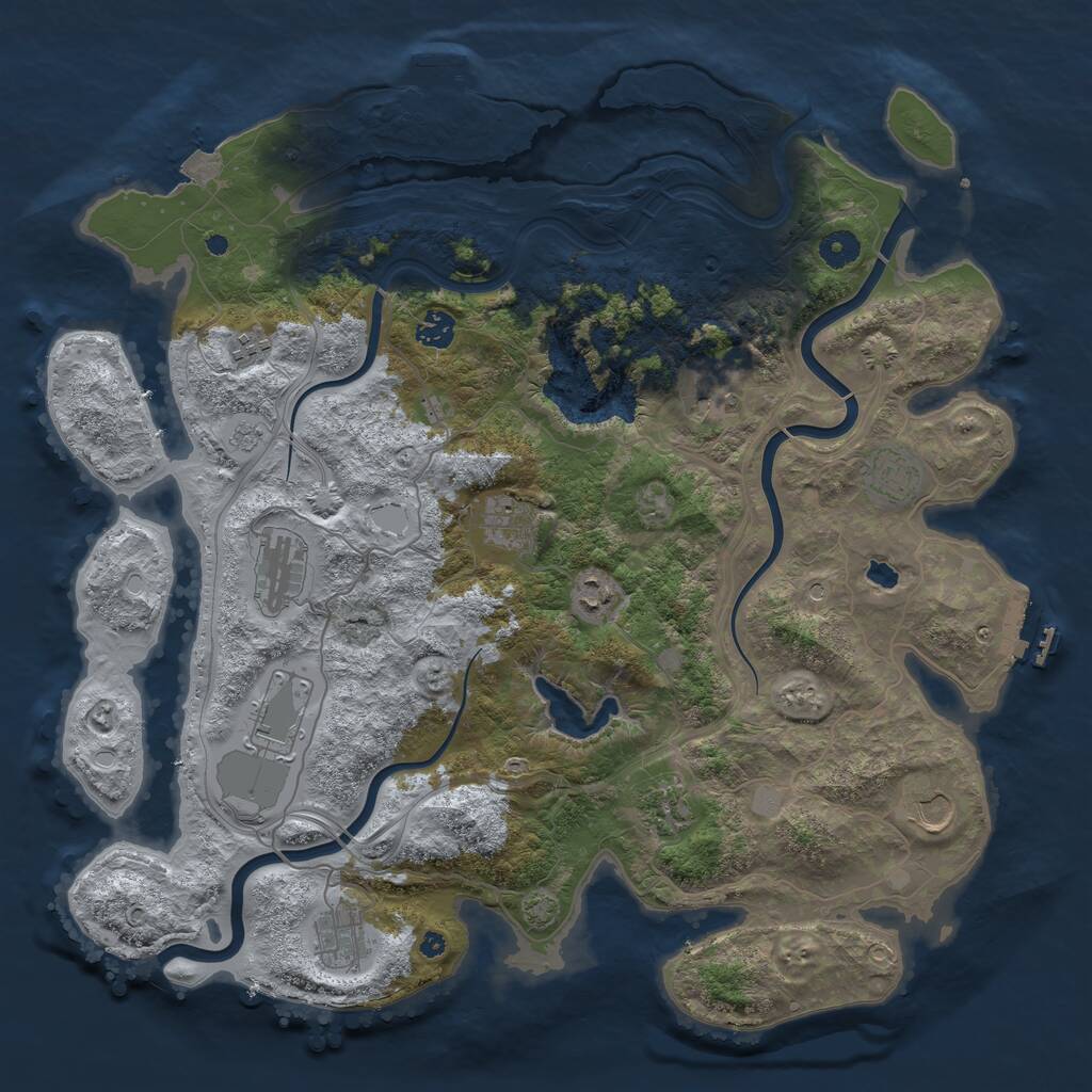 Rust Map: Procedural Map, Size: 4250, Seed: 213563836, 17 Monuments