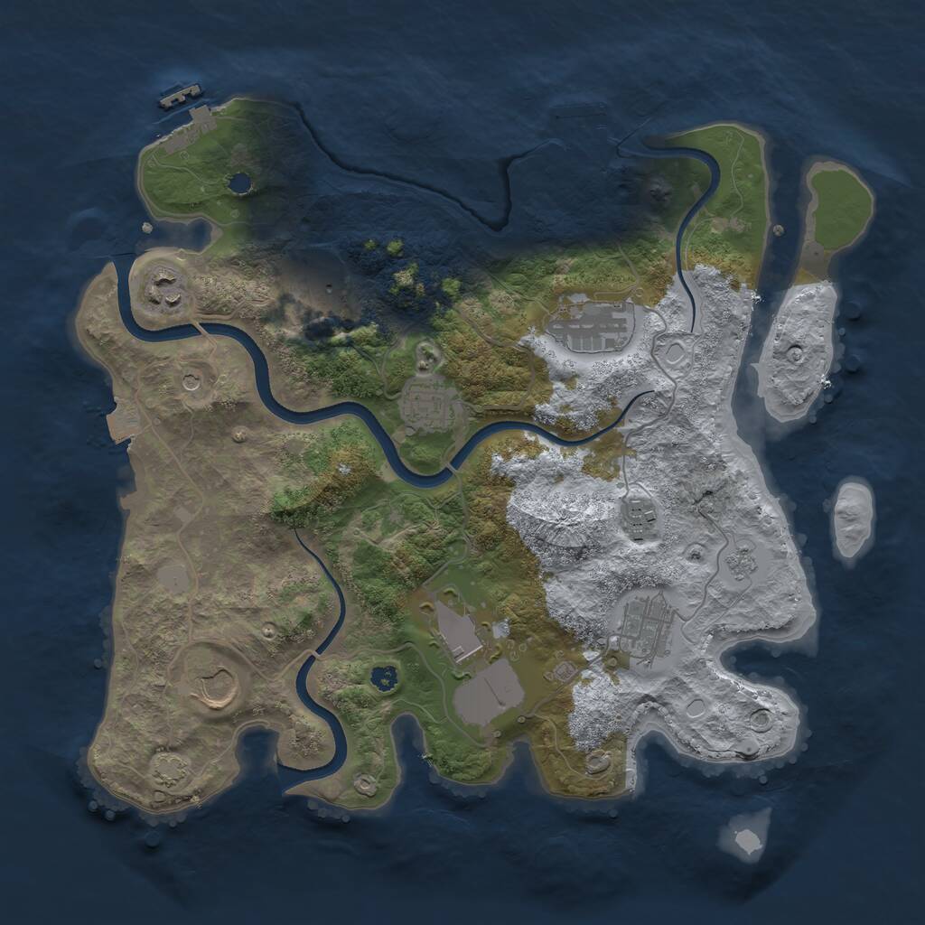 Rust Map: Procedural Map, Size: 3500, Seed: 642186810, 14 Monuments