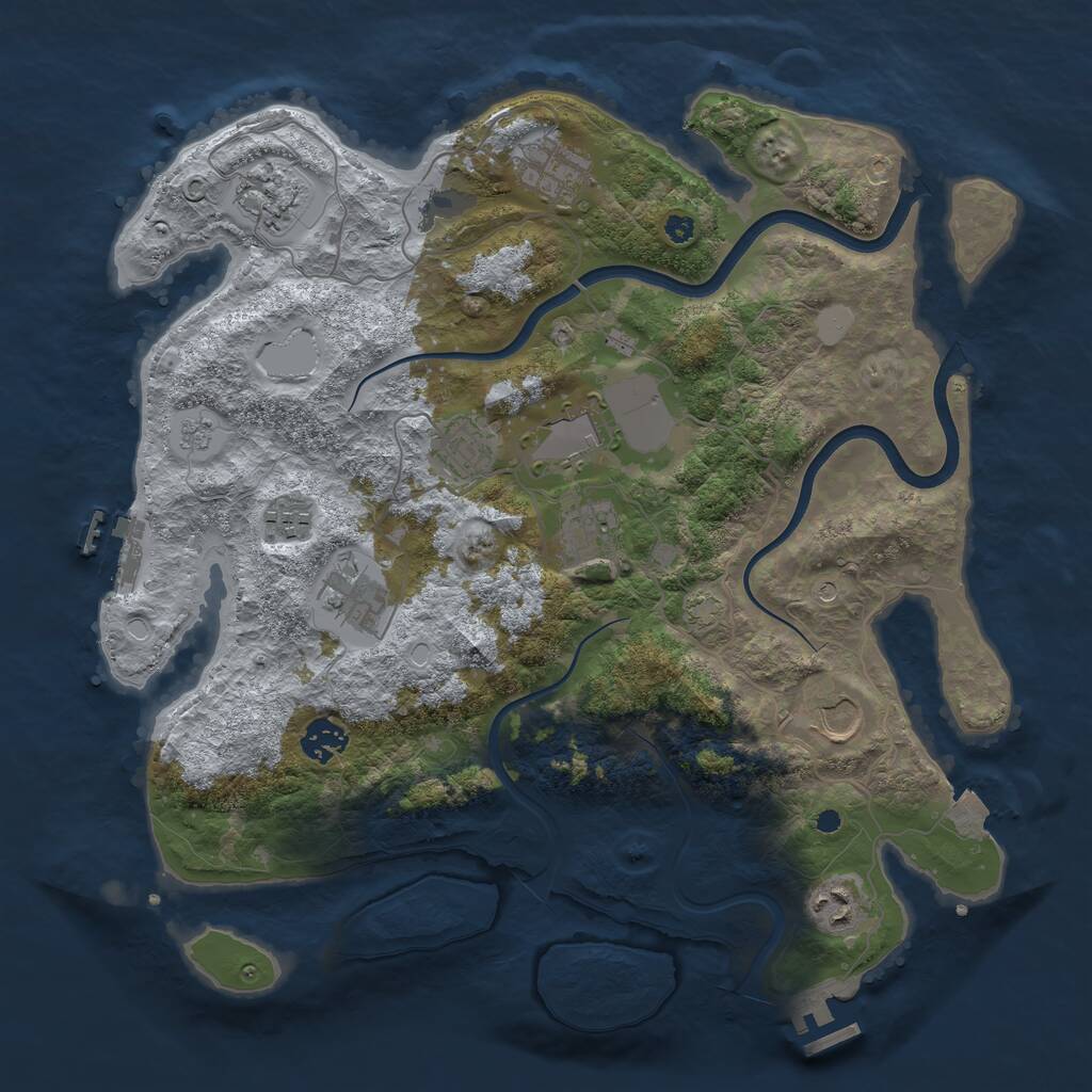 Rust Map: Procedural Map, Size: 3750, Seed: 539943939, 16 Monuments