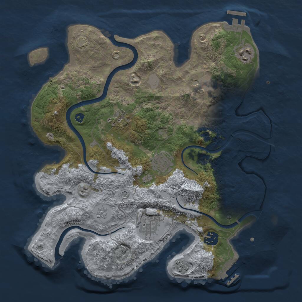Rust Map: Procedural Map, Size: 3200, Seed: 1831316753, 13 Monuments