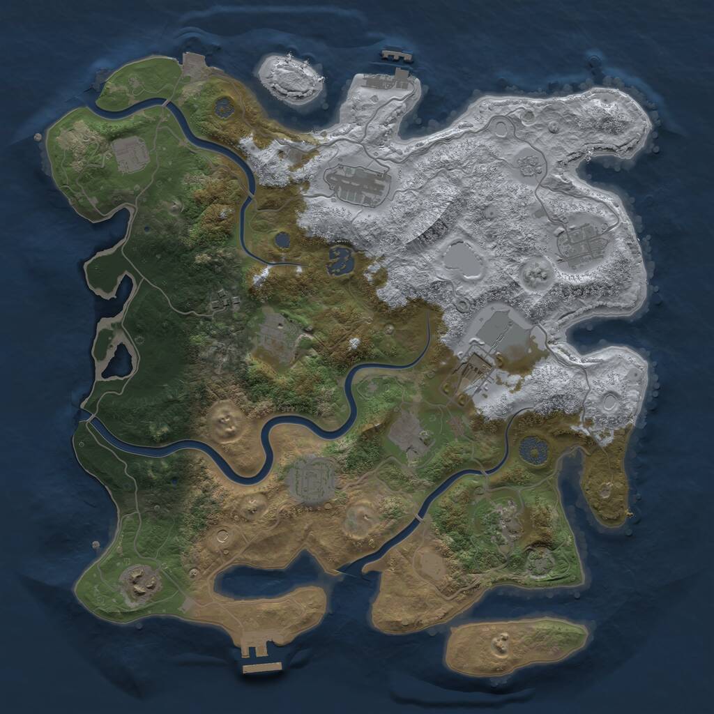 Rust Map: Procedural Map, Size: 3700, Seed: 218112, 18 Monuments