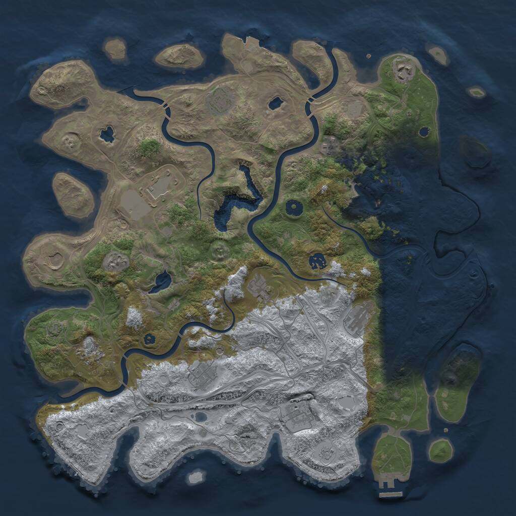Rust Map: Procedural Map, Size: 4500, Seed: 933591527, 16 Monuments