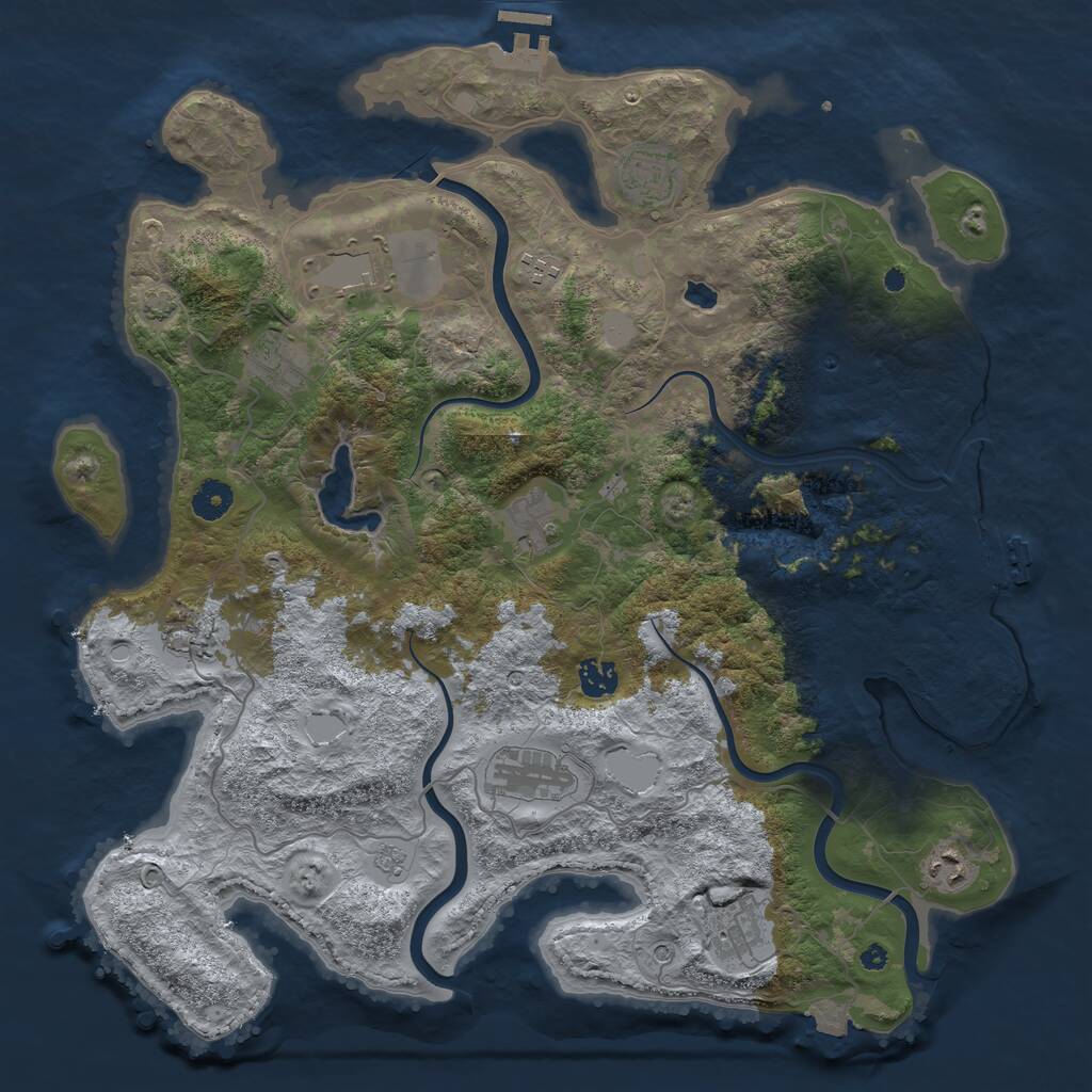 Rust Map: Procedural Map, Size: 4101, Seed: 2147483647, 16 Monuments