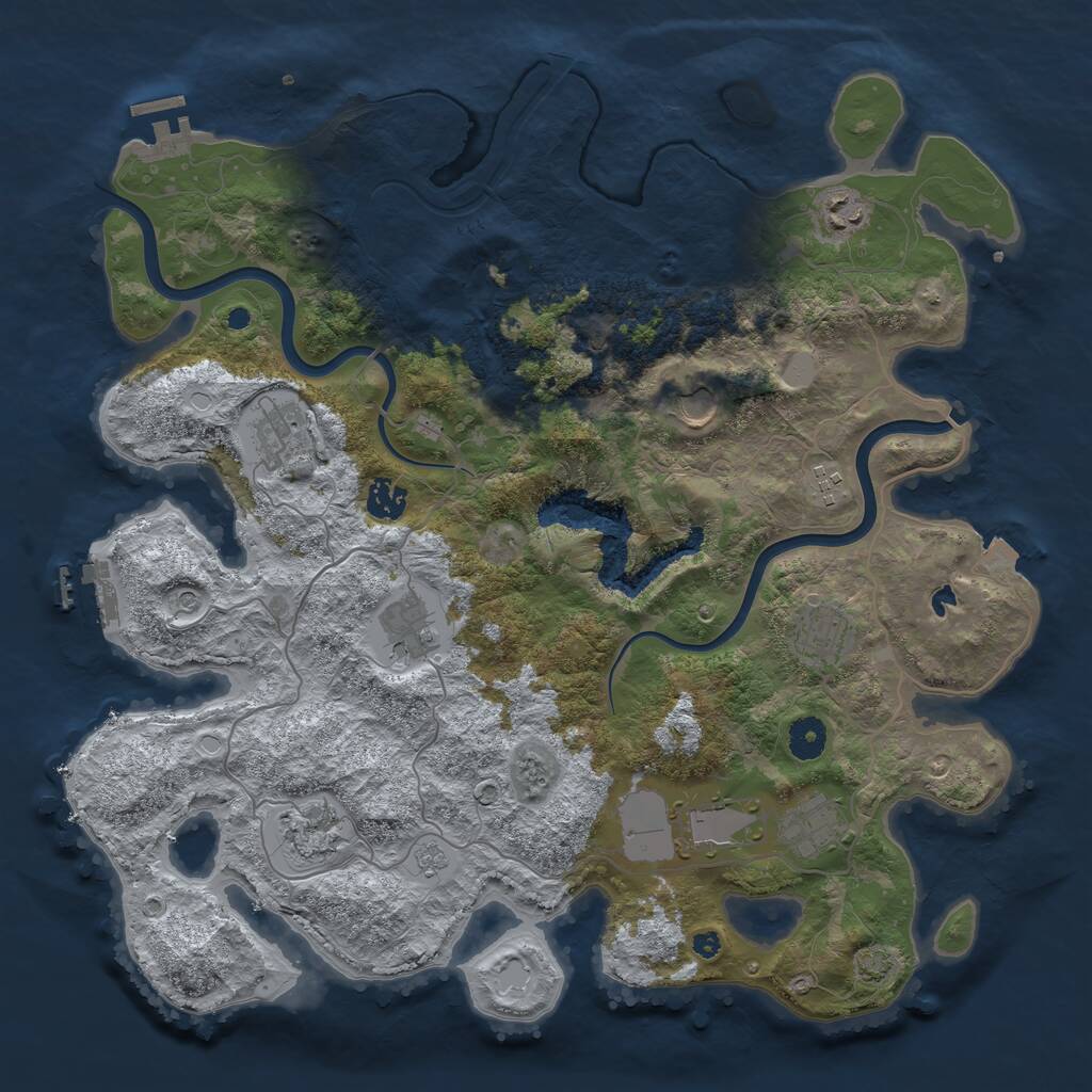 Rust Map: Procedural Map, Size: 4000, Seed: 735, 16 Monuments