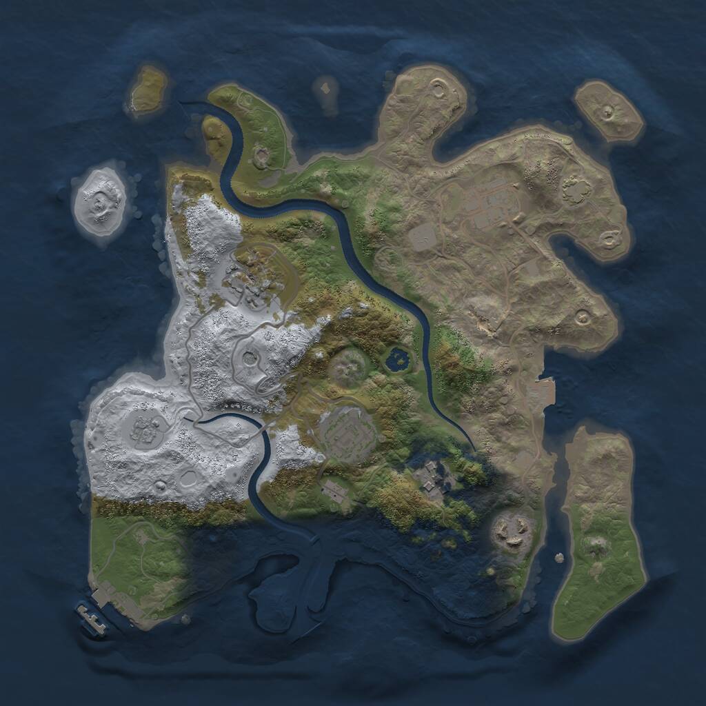 Rust Map: Procedural Map, Size: 3000, Seed: 686962, 10 Monuments