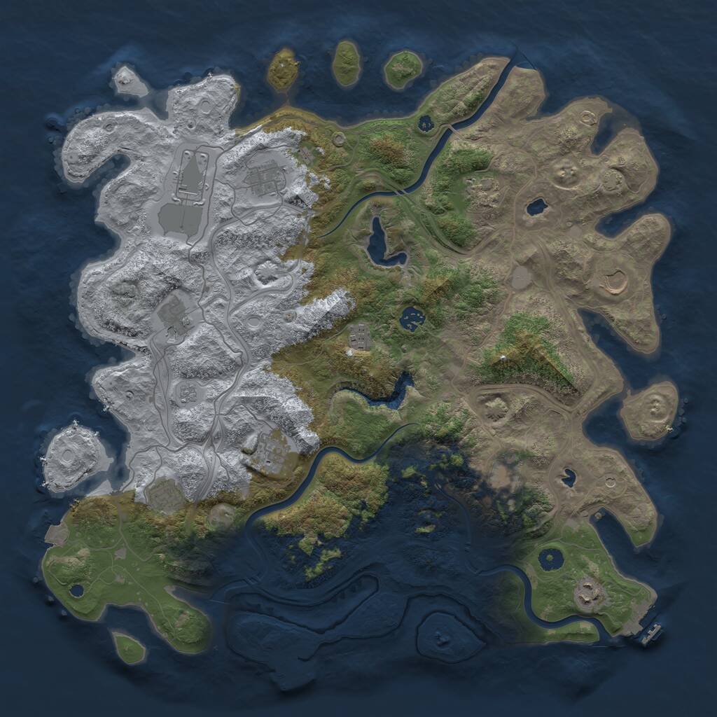 Rust Map: Procedural Map, Size: 4500, Seed: 271745967, 17 Monuments