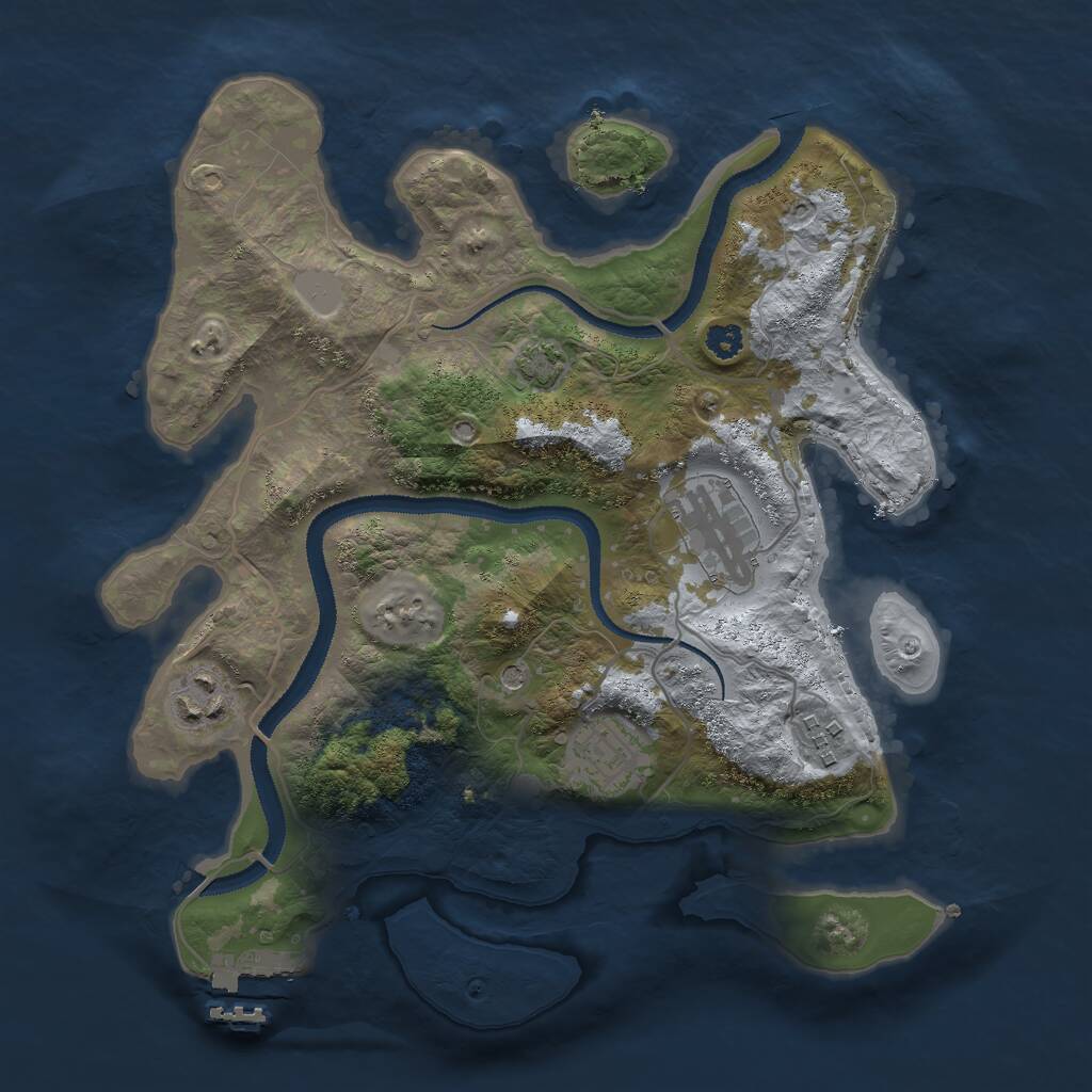 Rust Map: Procedural Map, Size: 3000, Seed: 39995, 8 Monuments