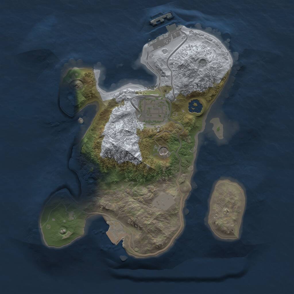 Rust Map: Procedural Map, Size: 2081, Seed: 1, 4 Monuments