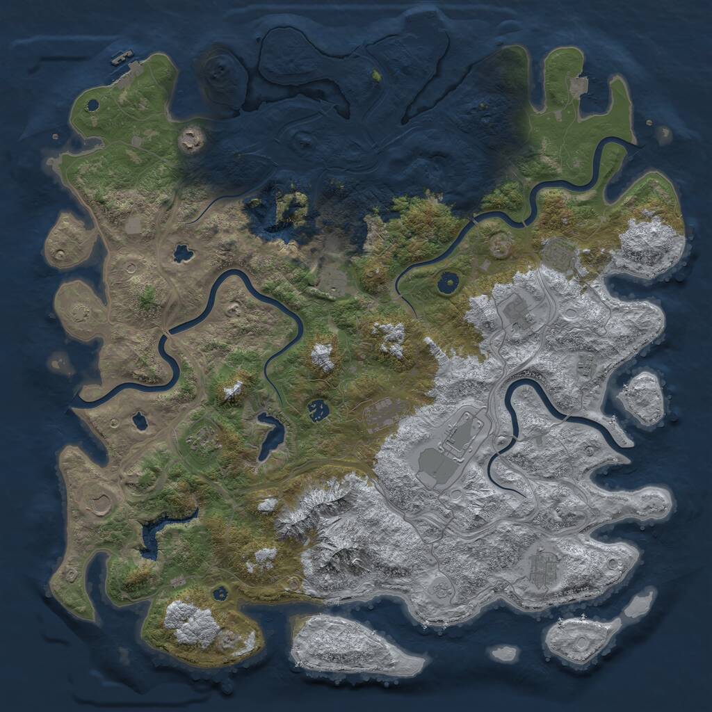 Rust Map: Procedural Map, Size: 5000, Seed: 787666488, 17 Monuments