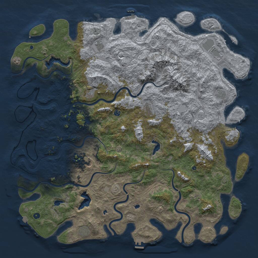 Rust Map: Procedural Map, Size: 6000, Seed: 356915005, 19 Monuments