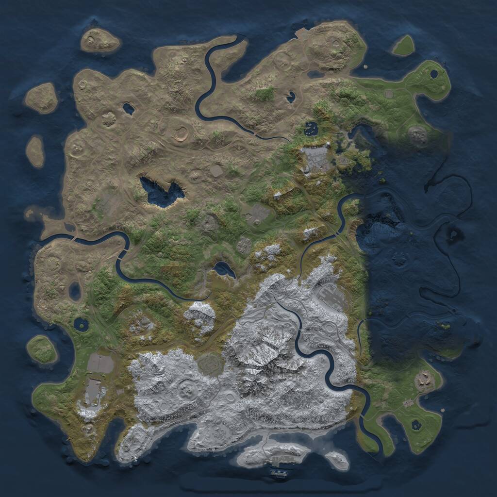Rust Map: Procedural Map, Size: 5000, Seed: 606916869, 17 Monuments