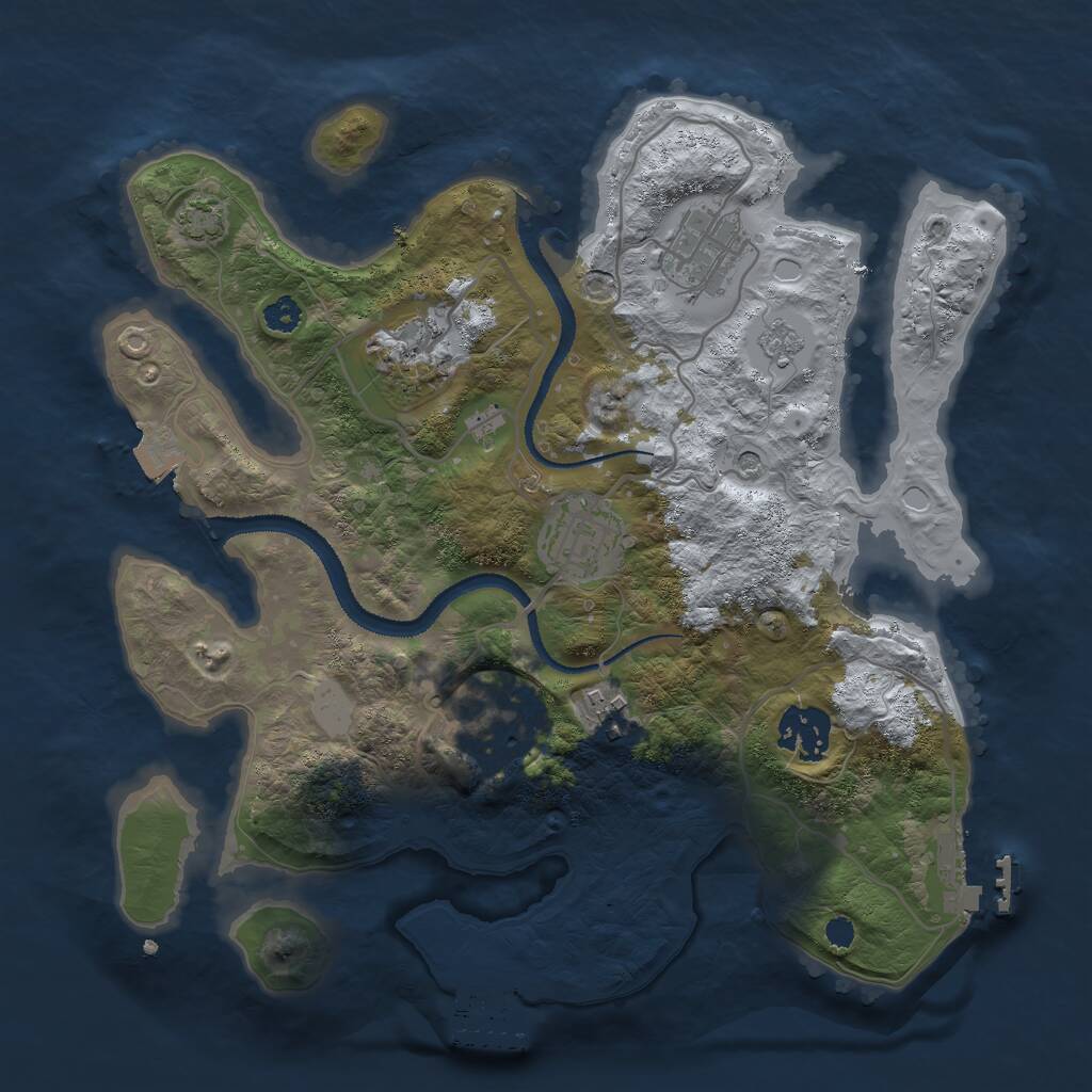 Rust Map: Procedural Map, Size: 3000, Seed: 1175160412, 12 Monuments