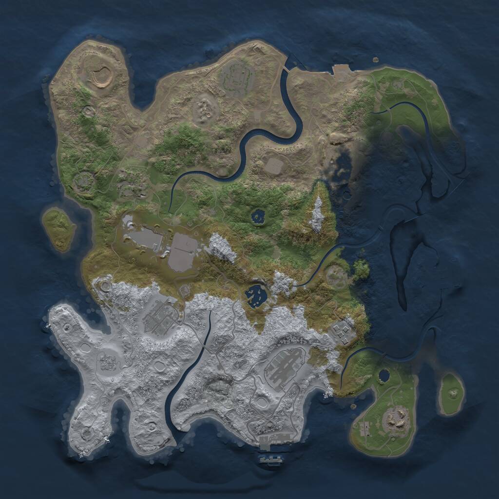 Rust Map: Procedural Map, Size: 3500, Seed: 354211533, 16 Monuments