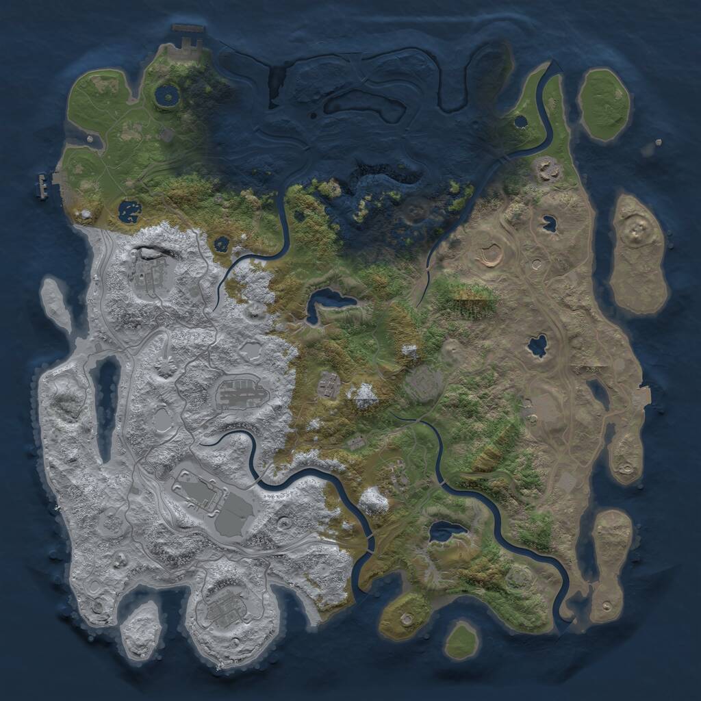 Rust Map: Procedural Map, Size: 4500, Seed: 487764, 17 Monuments