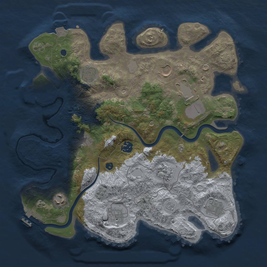 Rust Map: Procedural Map, Size: 3500, Seed: 2448, 16 Monuments