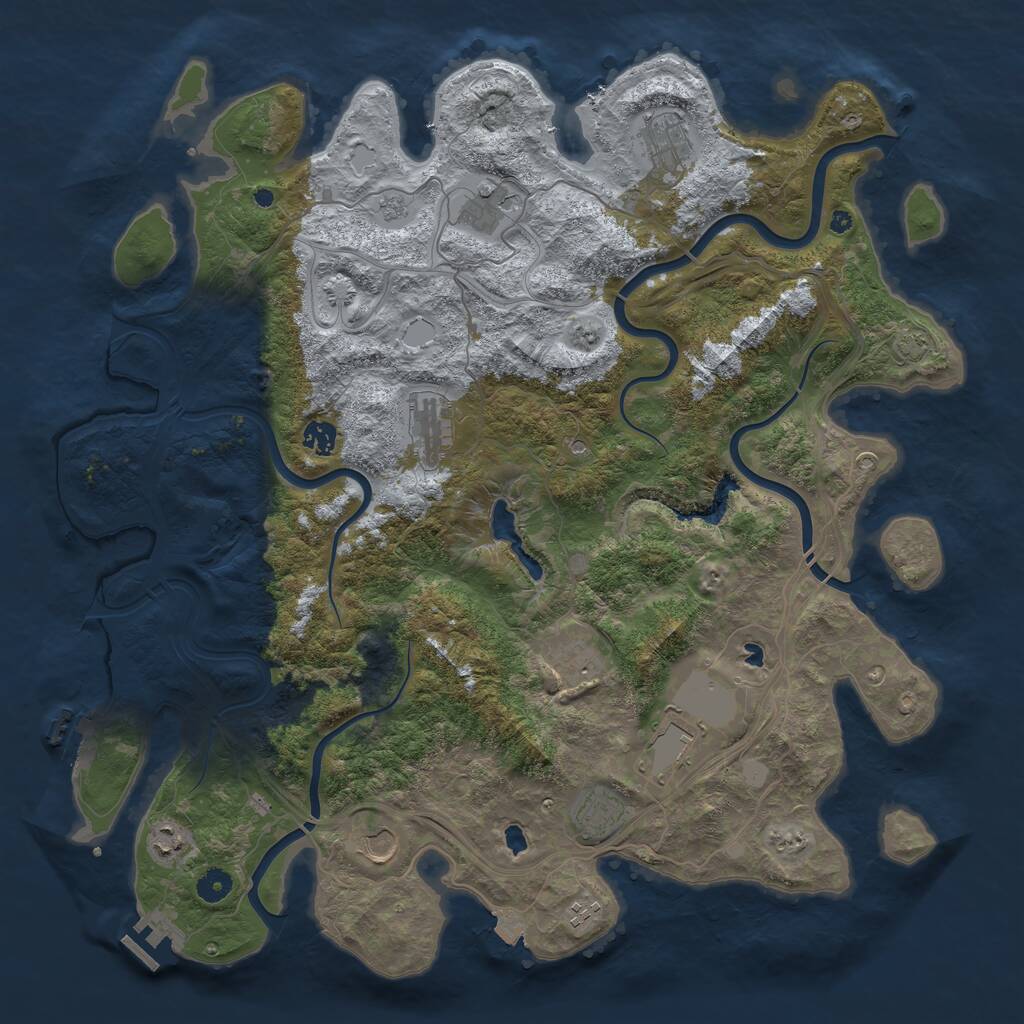 Rust Map: Procedural Map, Size: 4500, Seed: 2026613777, 16 Monuments