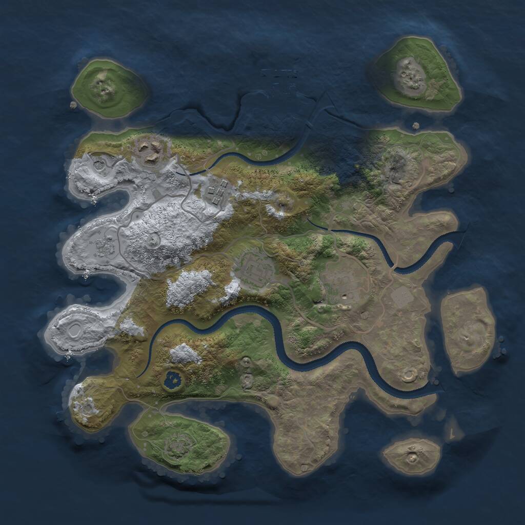 Rust Map: Procedural Map, Size: 3000, Seed: 5136784, 9 Monuments