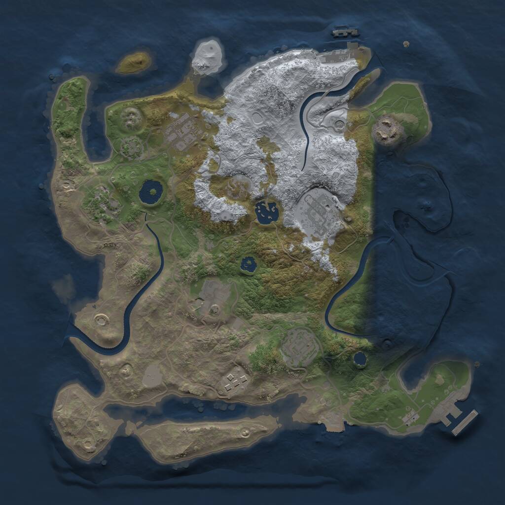Rust Map: Procedural Map, Size: 3200, Seed: 886992, 13 Monuments
