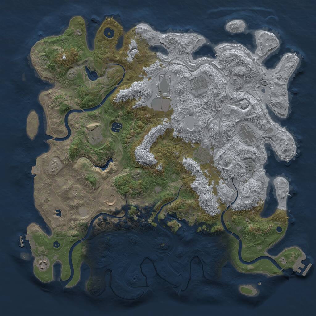 Rust Map: Procedural Map, Size: 4500, Seed: 1911798360, 15 Monuments