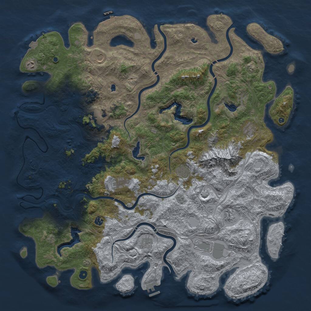 Rust Map: Procedural Map, Size: 5500, Seed: 21180095, 17 Monuments