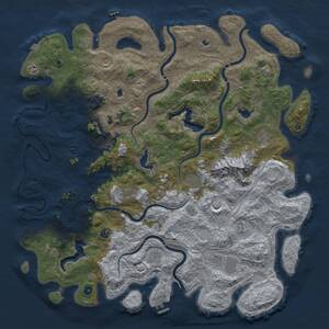 Thumbnail Rust Map: Procedural Map, Size: 5500, Seed: 21180095, 17 Monuments