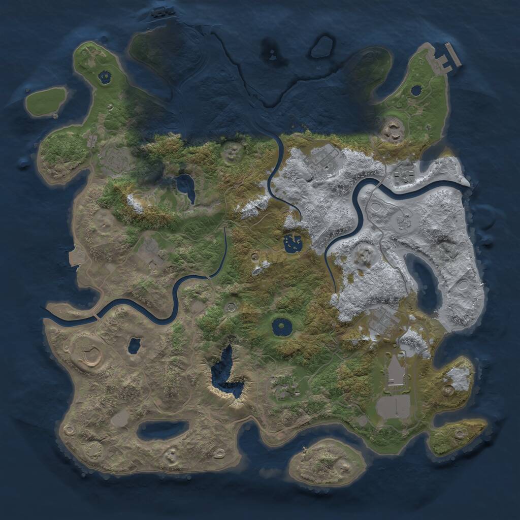 Rust Map: Procedural Map, Size: 4000, Seed: 1247365420, 16 Monuments