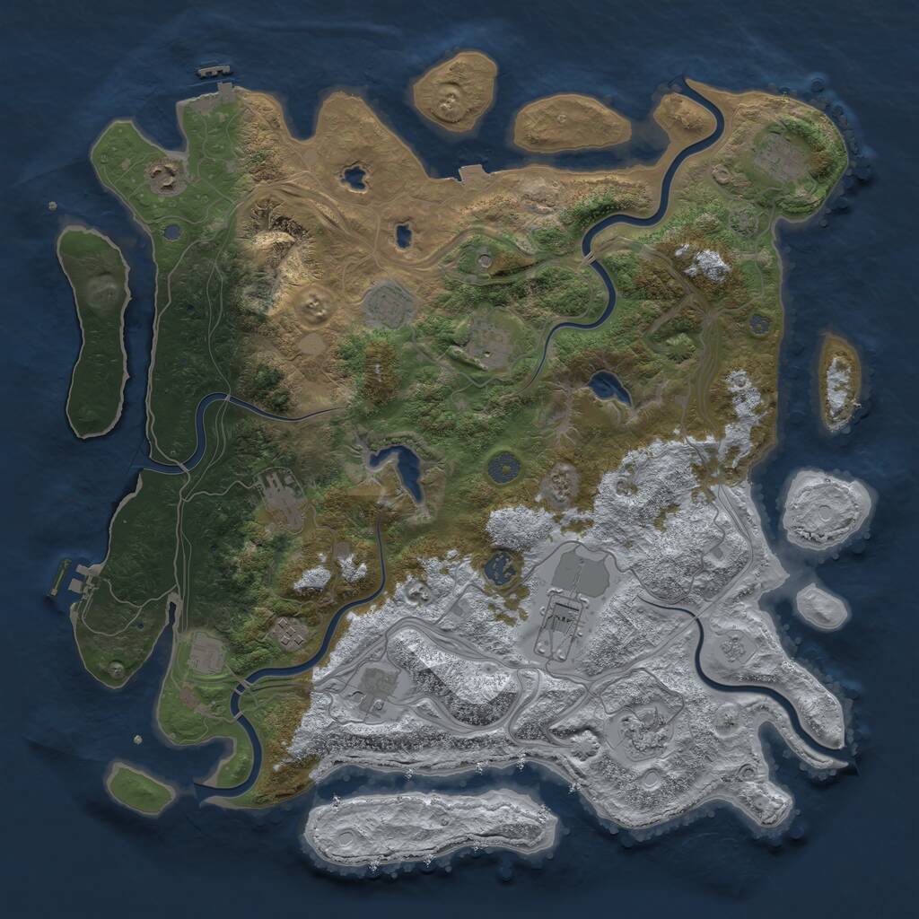 Rust Map: Procedural Map, Size: 4500, Seed: 463074445, 18 Monuments