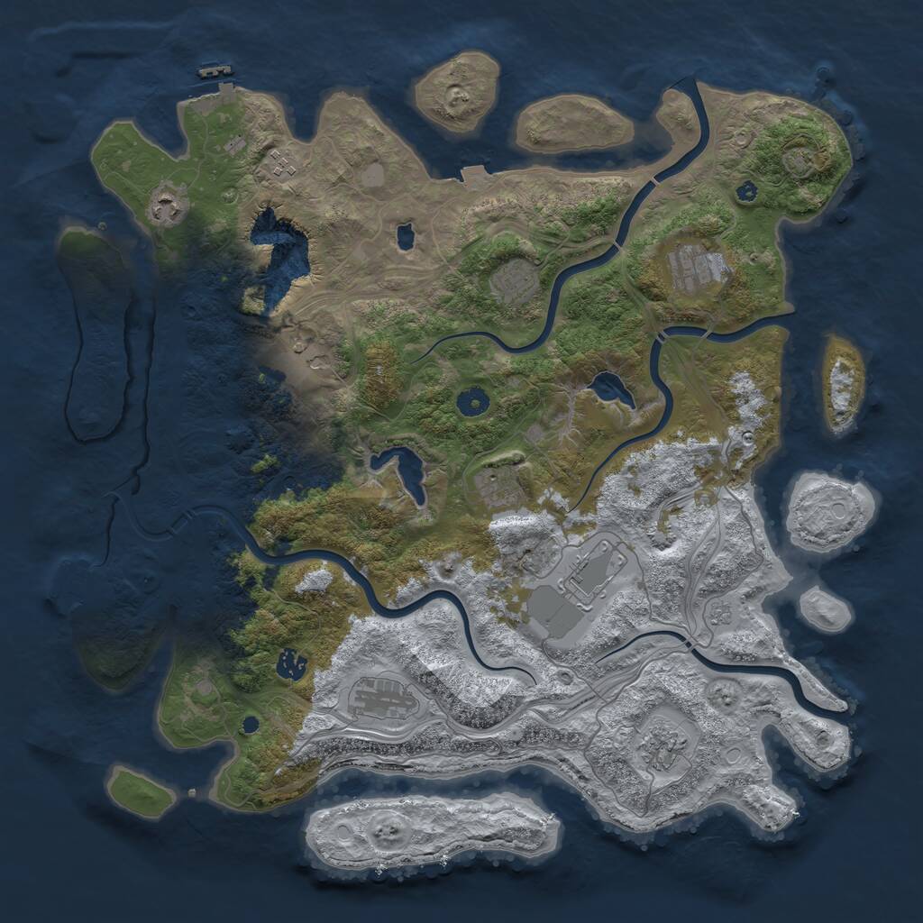 Rust Map: Procedural Map, Size: 4500, Seed: 463074445, 16 Monuments