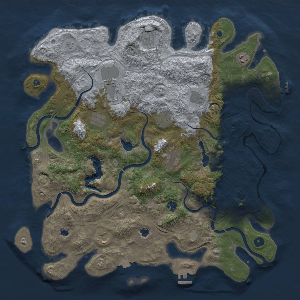 Rust Map: Procedural Map, Size: 4500, Seed: 270892478, 16 Monuments