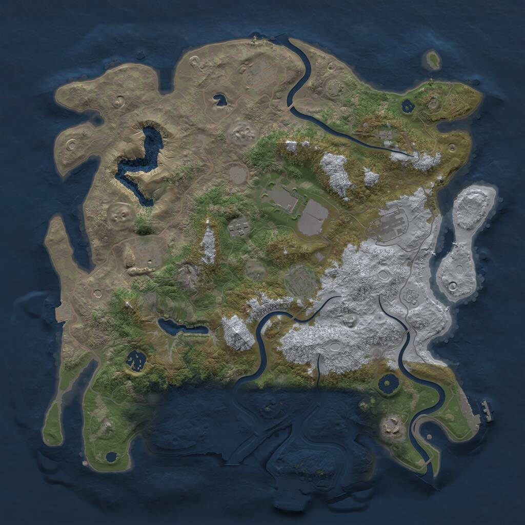 Rust Map: Procedural Map, Size: 4000, Seed: 229468849, 14 Monuments