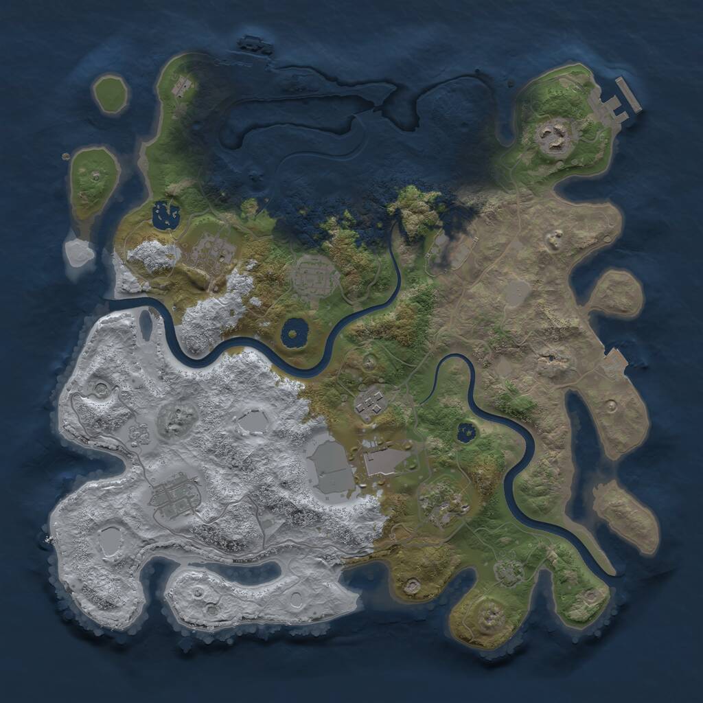 Rust Map: Procedural Map, Size: 3600, Seed: 12725, 15 Monuments